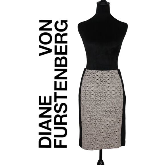 Diane VonFurstenberg Pencil Skirt With Lace Overlay Size 4 - Picture 1 of 10